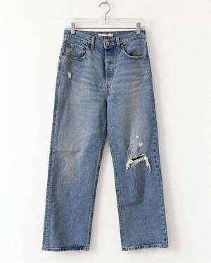 Levi’s Ribcage Straight Jeans Women's High Rise Distressed Blue Denim-28